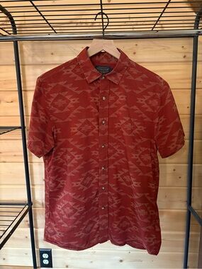 Pendleton Rust Short-Sleeve Aztec Button-Down Shirt